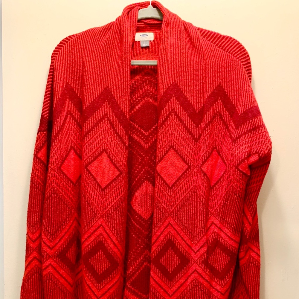 Old Navy Red Design Draped Sweater